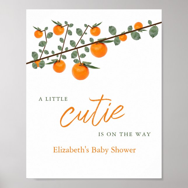 Póster Baby Shower neutral de género de Naranja cutáneo p (Frente)
