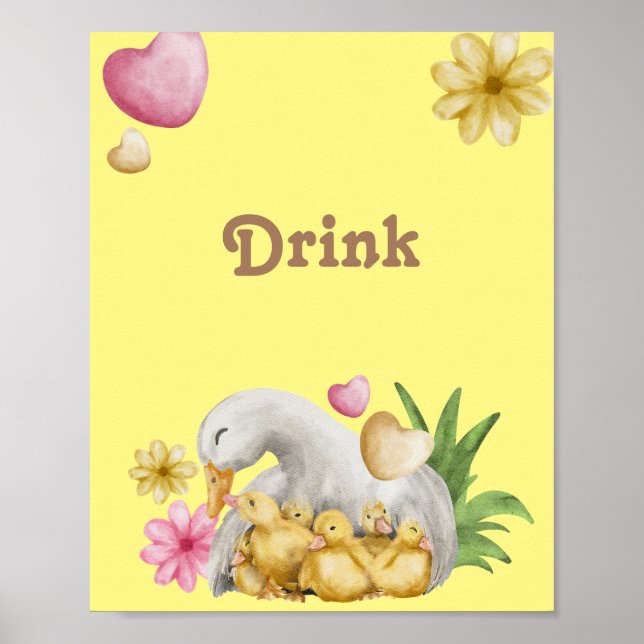 Póster Baby Shower neutral de género de pato amarillo de  (Frente)
