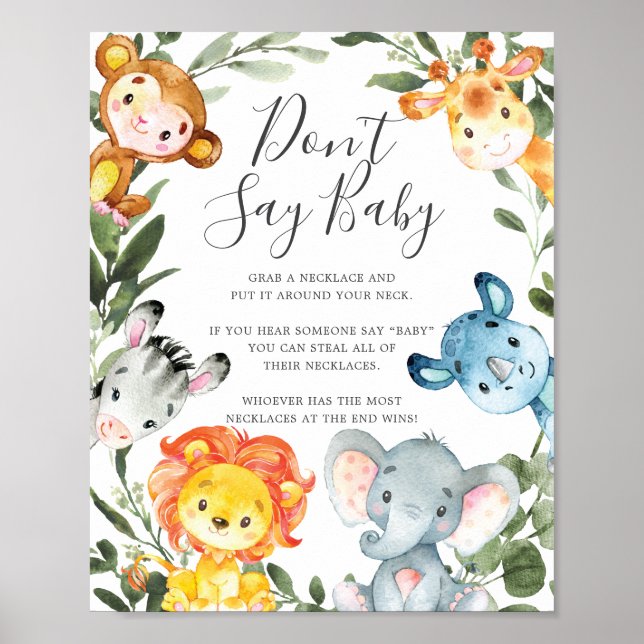 Póster Baby Shower no dice Rótulo para bebés (Frente)