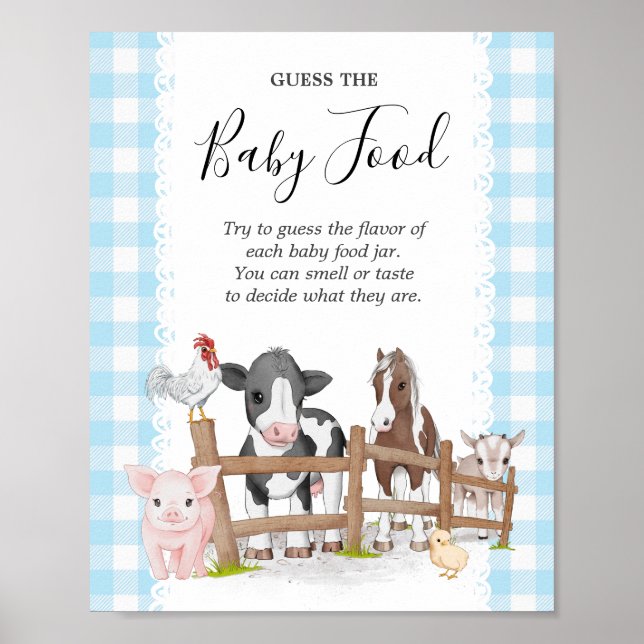 Póster Baby Shower, País Granjero, Adivina El Rótulo De A (Frente)