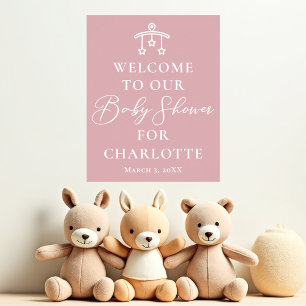 Póster Baby Shower personalizado de Moda rosa Rosa con po