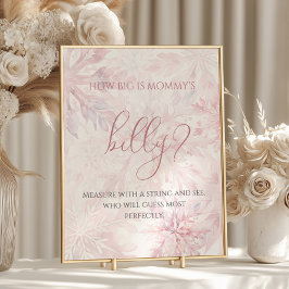 Póster Baby Shower Pink Snowflake Qué grande es el Belly 