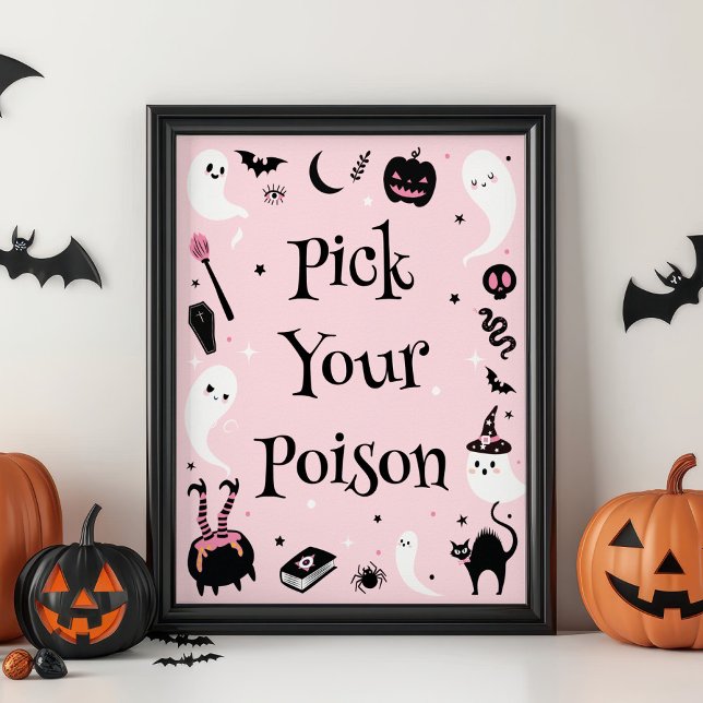 Póster Baby Shower Rosa Halloween elige tu veneno (Subido por el creador)