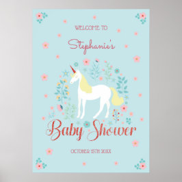 Póster Baby Shower Rosa Purpurina de oro de bonito Unicor