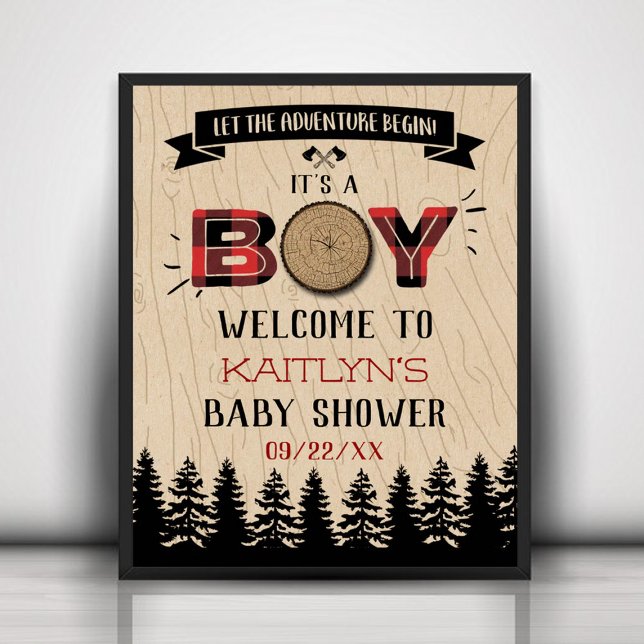 Póster Baby Shower Rustic Forest Plaid Lumberjack Boys (Subido por el creador)
