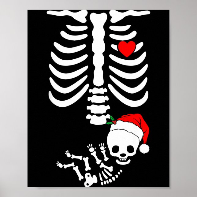 Póster Baby Shower Skeleton Christmas Santa Pregnancy Ann (Frente)