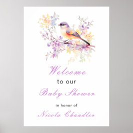 Póster Baby Shower Spring Cute Bird