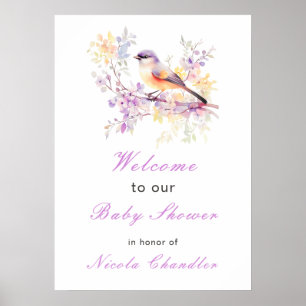 Póster Baby Shower Spring Cute Bird