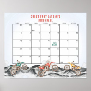 Póster Baby Shower sucio en bicicleta adivina la fecha de