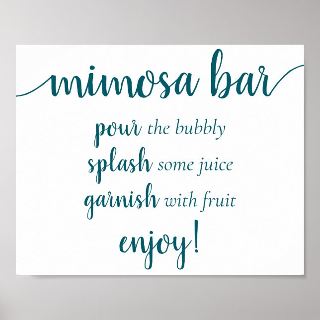 Póster Baby Shower verde azulado | Rótulo Aqua Blue-Green (Frente)