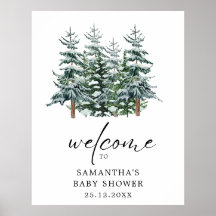 Baby Shower Watercolor Christmas Tree Winter