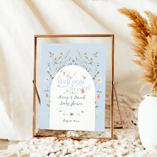 Póster Baby Shower Wildflower Blue Boy Bloom