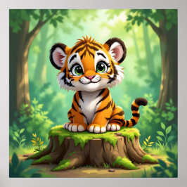 Póster Baby Tiger | Cute Cartoon Kid's Nursery Art