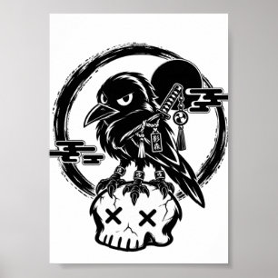 Póster Baby Yatagarasu (Cuervo de tres patas) En Cráneo
