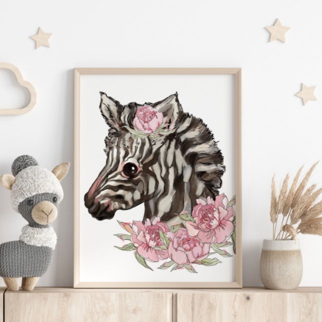 Póster Baby Zebra Rose Animal Poster | Wall Print (Subido por el creador)