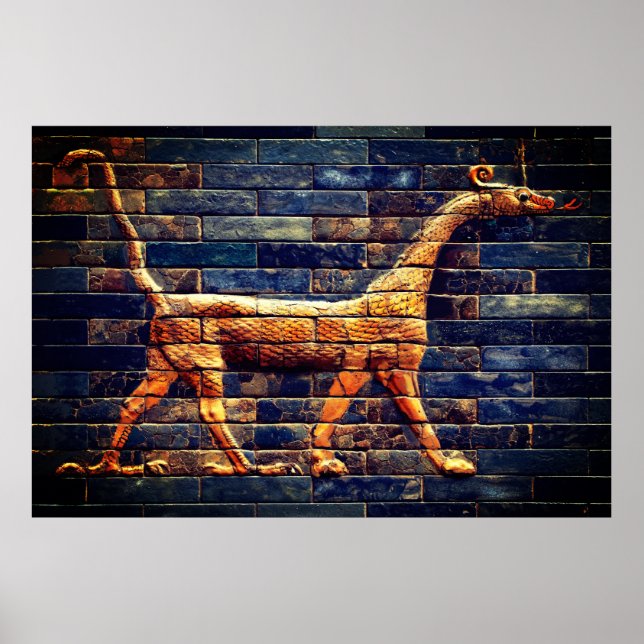 Póster BABYLONIAN SNAKE DRAGONS Antique Assyrian Art  (Frente)