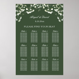 Póster Baby's Breath on Sage Green Wedding Seating Chart