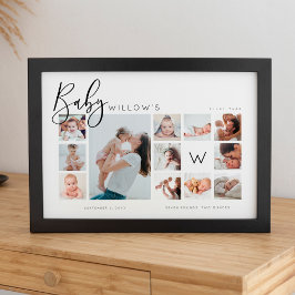 Póster Baby's First Year Photo Keepsake Collage Monogram