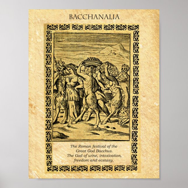 Póster BACCHANALIA, Dios Baco (Frente)