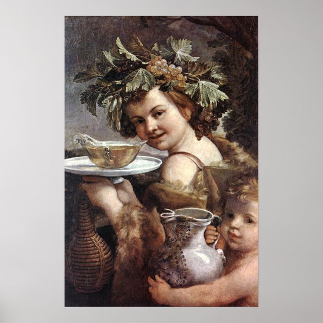PÓSTER BACCHUS CON GRIETAS Y VINO (Frente)