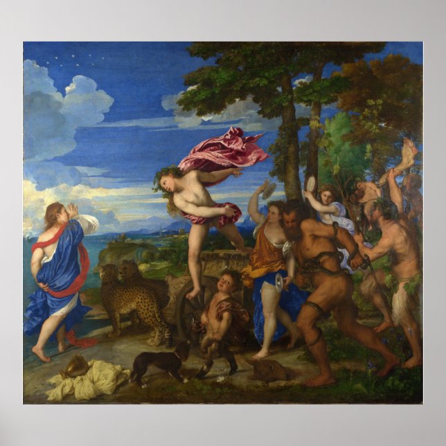 Póster Bacchus y Ariadne por titiano (Frente)