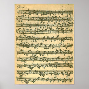 Póster Bach Chaconne Primera Página Manuscript Facsimil