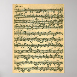 Póster Bach Chaconne Primera Página Manuscript Facsimil