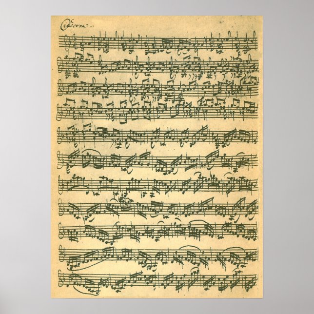 Póster Bach Chaconne Primera Página Manuscript Facsimil (Frente)