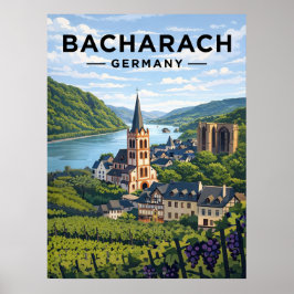 Póster Bacharach Alemania Viaje Vintage