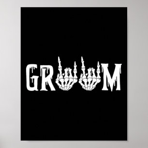 Póster Bachelo, Boda de Halloween y Groom Skeleton Rock H