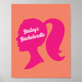 Póster Bachelorette Naranja y rosa fiesta