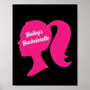 Póster Bachelorette rosa y negra fiesta