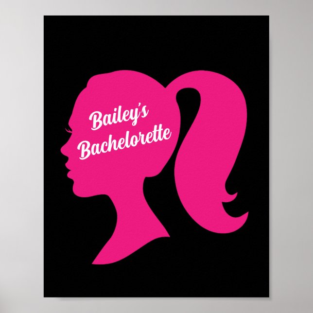 Póster Bachelorette rosa y negra fiesta (Frente)