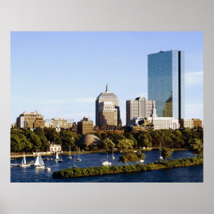 Póster Back Bay Skyline desde el río Charles, Boston