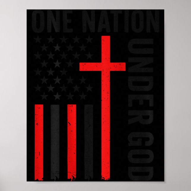 Póster Back One Nation Under God American Flag Christian  (Frente)