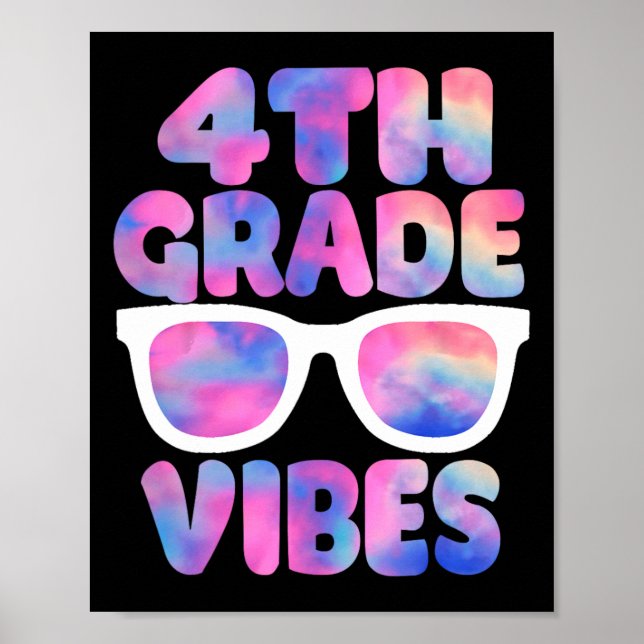 Póster Back To School 4th Grade Vibes First Day Teacher  (Frente)