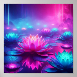 Póster Back to School Dreamlike Neon Lotus Glow