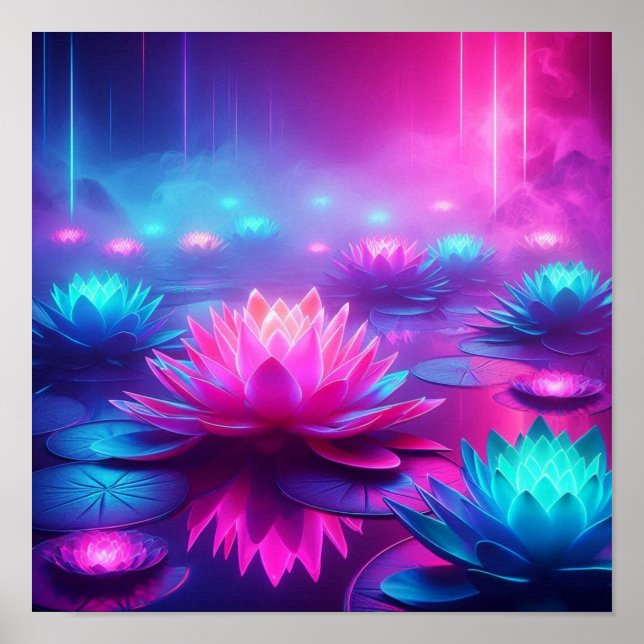 Póster Back to School Dreamlike Neon Lotus Glow (Frente)