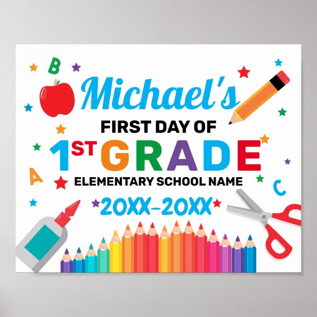 Póster Back to school first day sign (Frente)