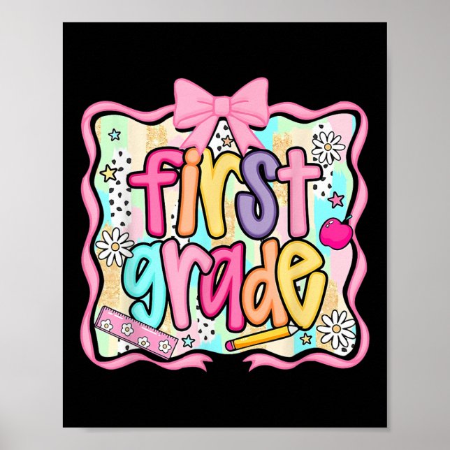 Póster Back To School Hello First Grade Team 1st Grade Bo (Frente)