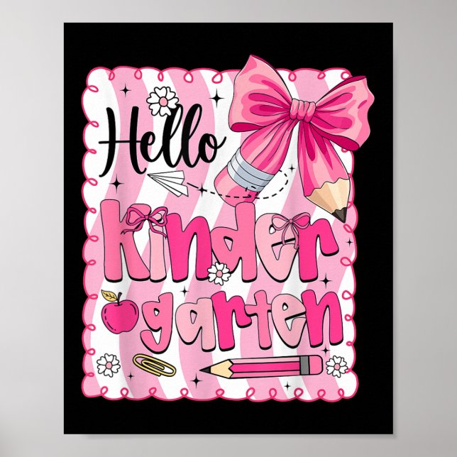 Póster Back To School Kindergarten Coquette Pencil Bow Gi (Frente)