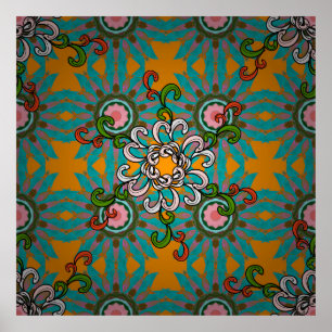 Póster Background texture, wallpaper, floral theme in col