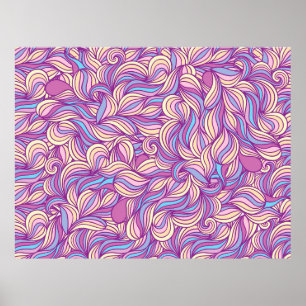 Póster Background with abstract doodle waves 