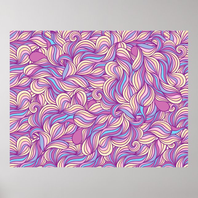 Póster Background with abstract doodle waves  (Frente)