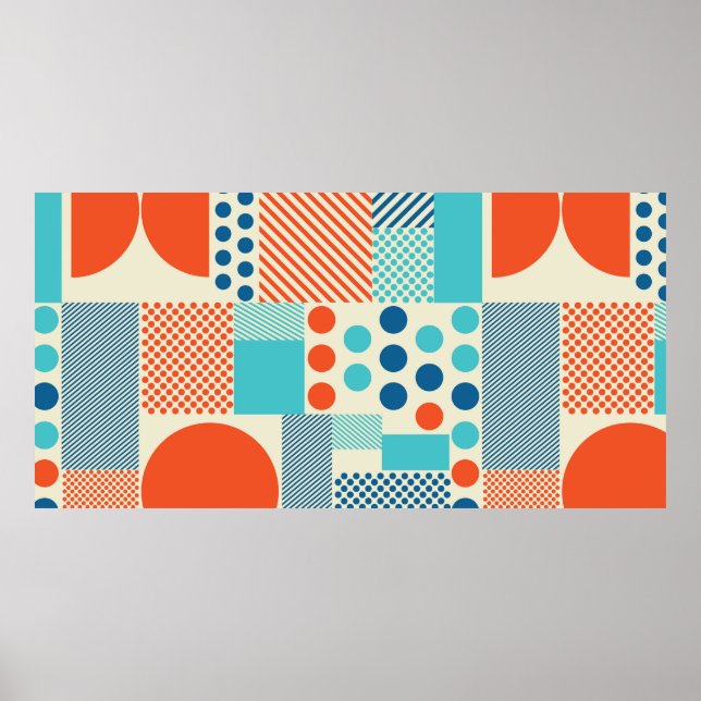 Póster Background with geometrics forms, modern art patte (Frente)