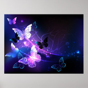 Póster Background with Night Butterflies