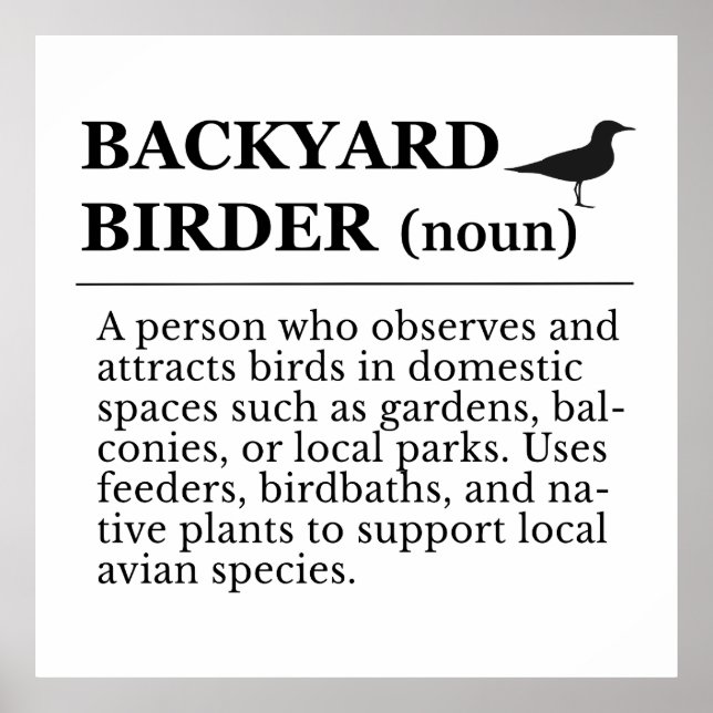 Póster Backyard Birder Definition - Garden Birdwatching (Frente)