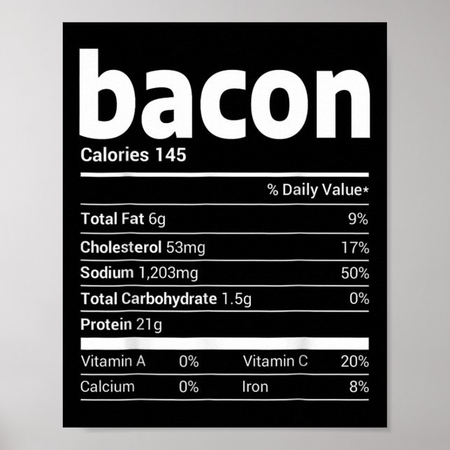 Póster Bacon Nutrition Facts Family Mating Navidades Co (Frente)