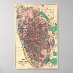 Póster Bacon's Victorian Map of Liverpool 1890