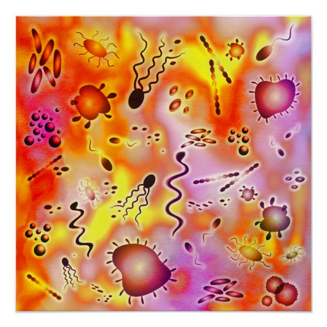 Póster Bacterias coloridas (Anverso)
